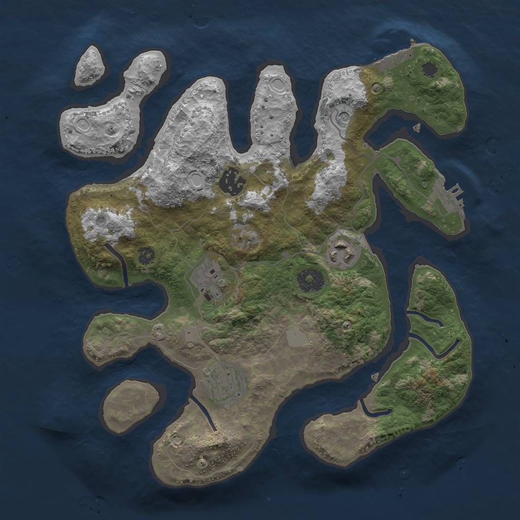 Rust Map: Procedural Map, Size: 3000, Seed: 777777, 12 Monuments
