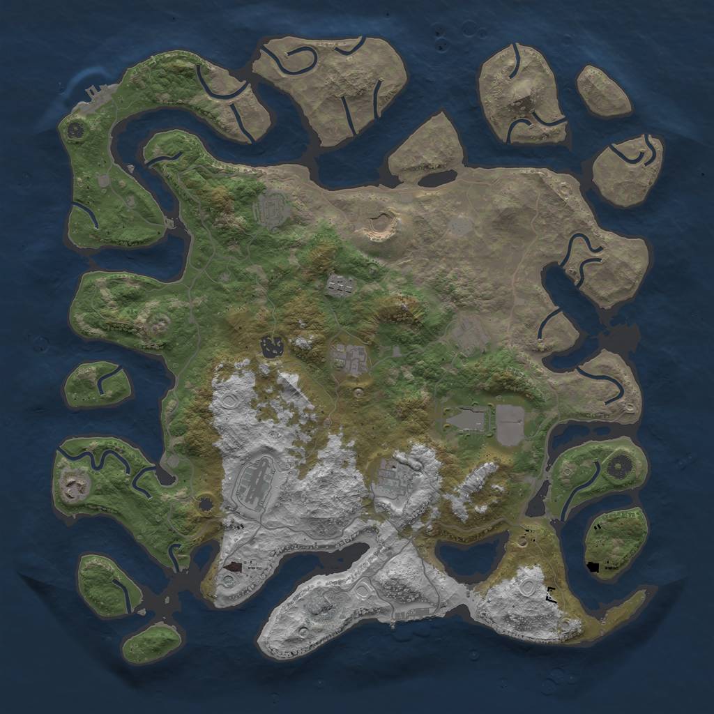 Rust Map: Procedural Map, Size: 4500, Seed: 1592375154, 18 Monuments
