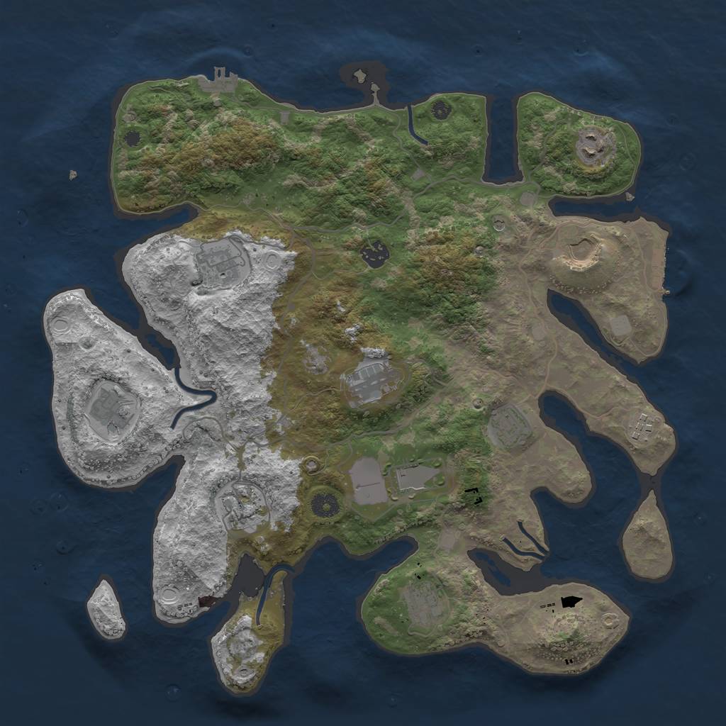 Rust Map: Procedural Map, Size: 4050, Seed: 1543405942, 19 Monuments
