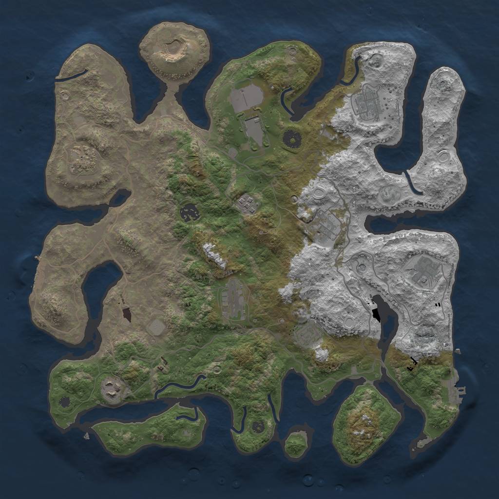 Rust Map: Procedural Map, Size: 4000, Seed: 515111203, 19 Monuments