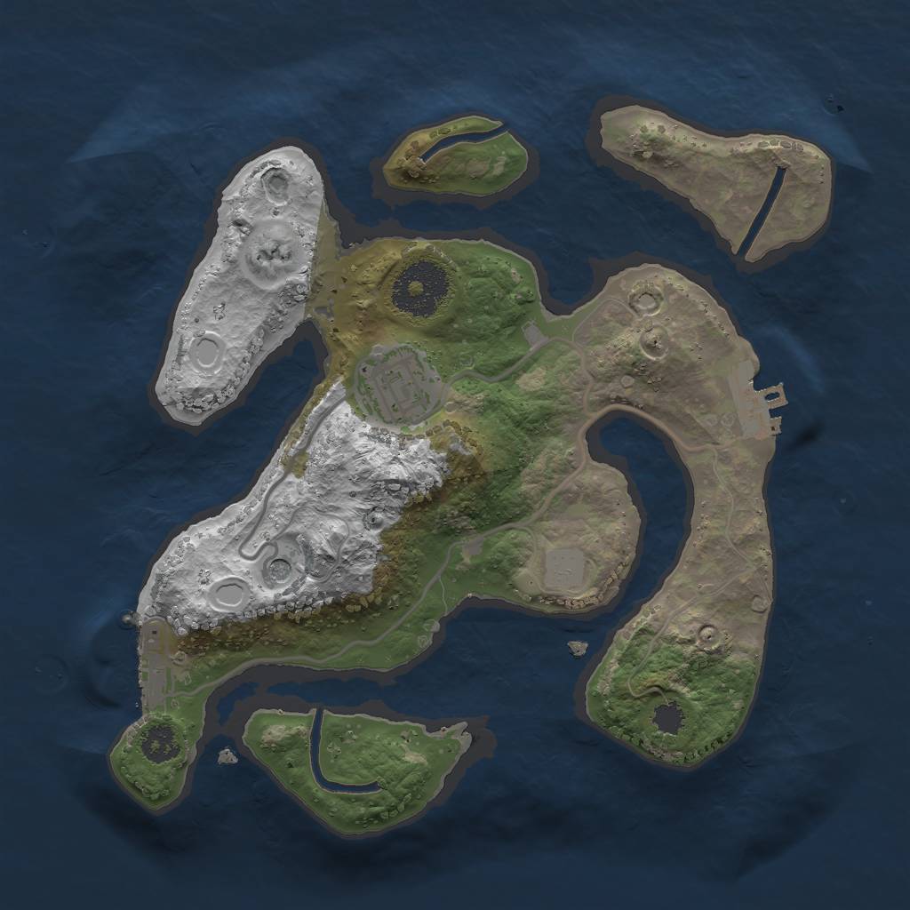 Rust Map: Procedural Map, Size: 2500, Seed: 29556884, 9 Monuments