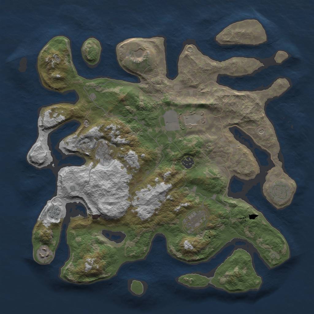 Rust Map: Barren, Size: 4000, Seed: 1548, 11 Monuments