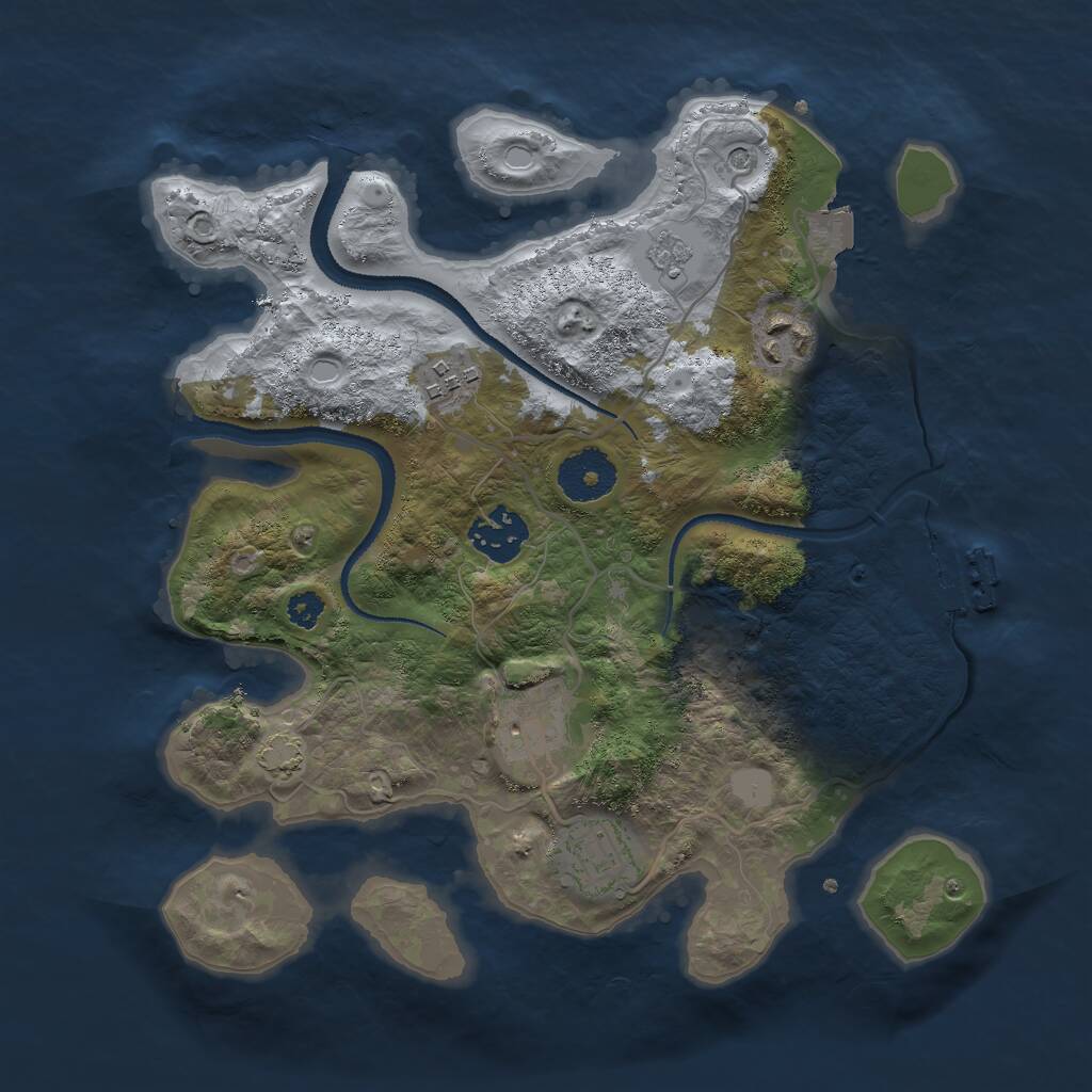 Rust Map: Procedural Map, Size: 3000, Seed: 776885, 10 Monuments