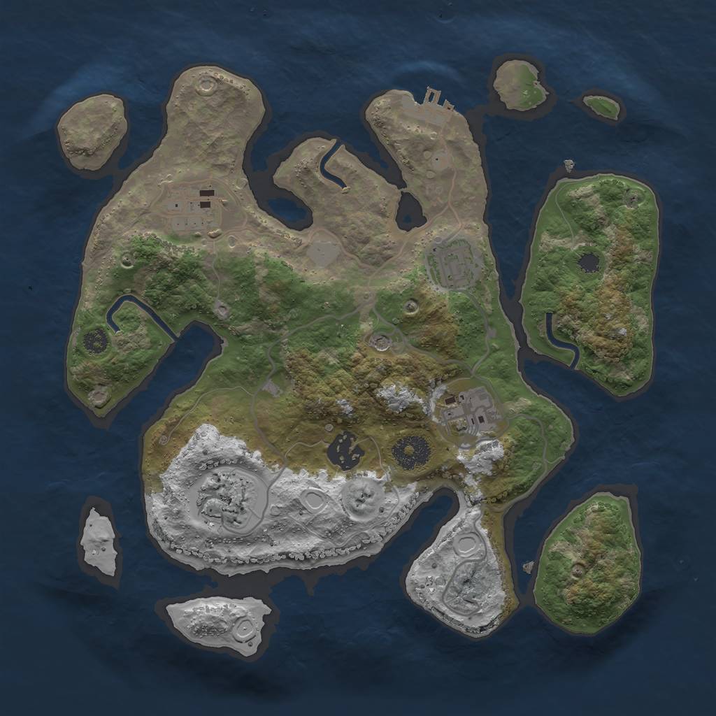 Rust Map: Procedural Map, Size: 3000, Seed: 439074, 12 Monuments