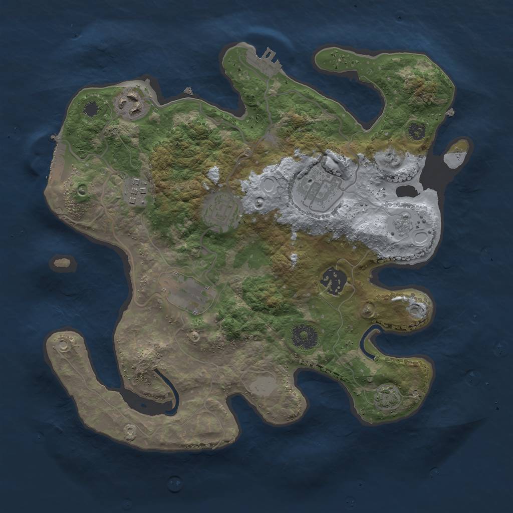 Rust Map: Procedural Map, Size: 3000, Seed: 607784, 13 Monuments