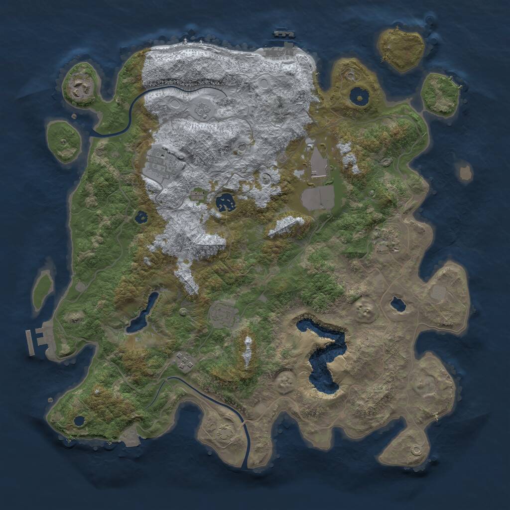 Rust Map: Procedural Map, Size: 4000, Seed: 7425, 13 Monuments