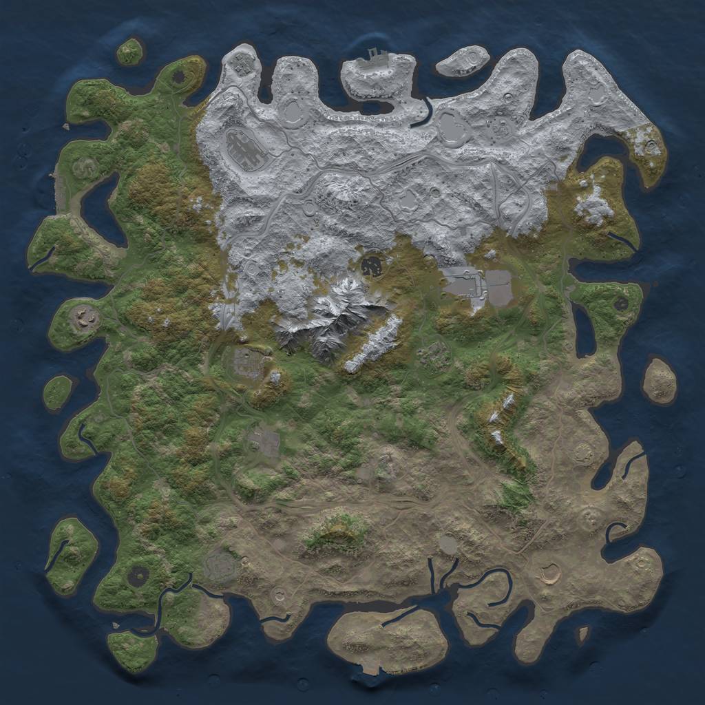 Rust Map: Procedural Map, Size: 5000, Seed: 666666, 18 Monuments