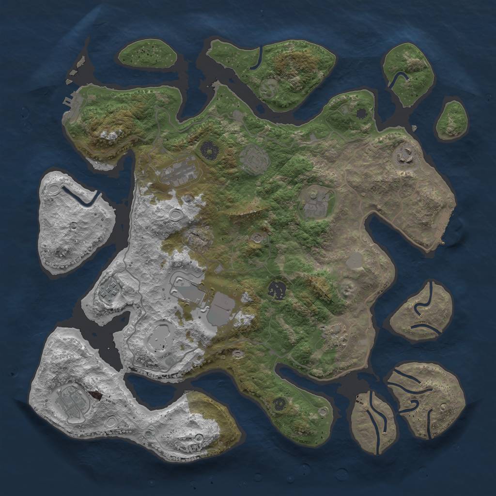 Rust Map: Procedural Map, Size: 4000, Seed: 214700036, 17 Monuments