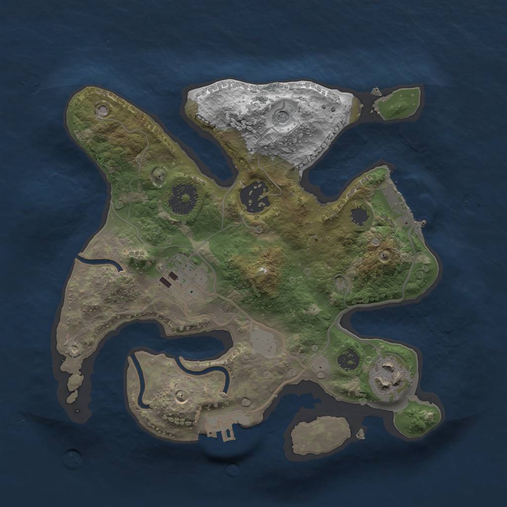 Rust Map: Procedural Map, Size: 2500, Seed: 1174, 11 Monuments