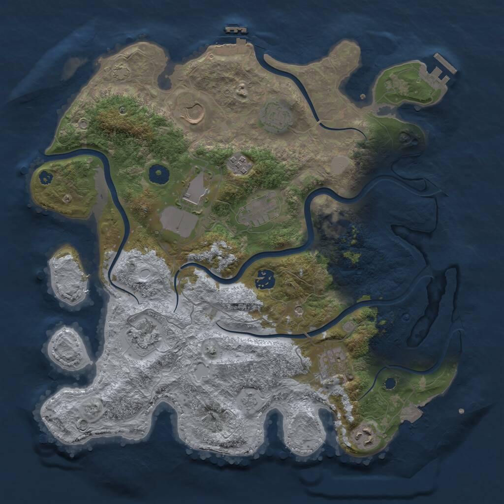 Rust Map: Procedural Map, Size: 3700, Seed: 2100200204, 15 Monuments