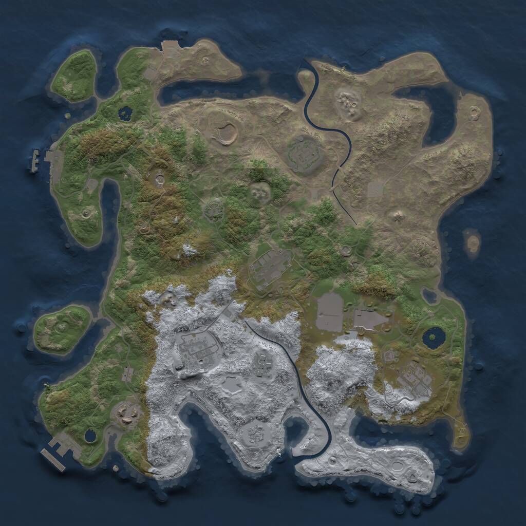 Rust Map: Procedural Map, Size: 3600, Seed: 634411220, 14 Monuments