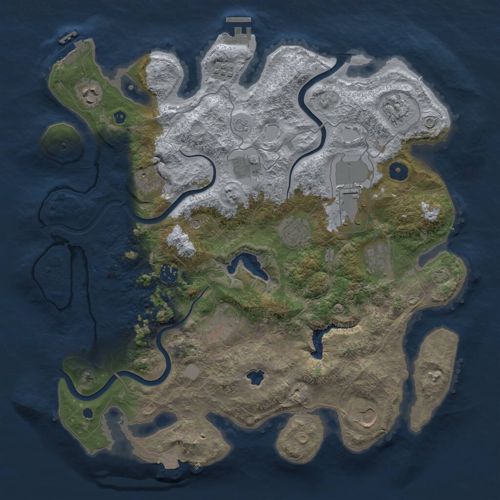 Rust Map: Procedural Map, Size: 4000, Seed: 706900172, 17 Monuments
