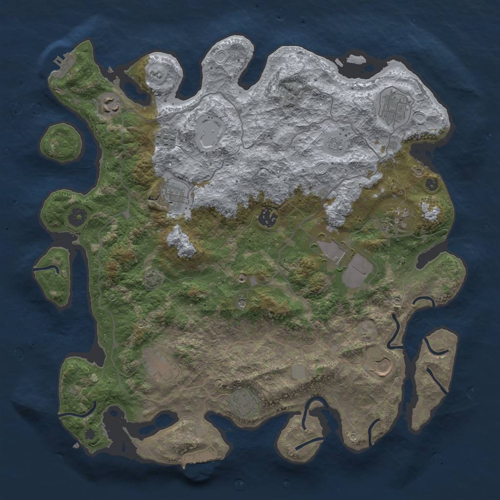 Rust Map: Procedural Map, Size: 4000, Seed: 706900172, 18 Monuments