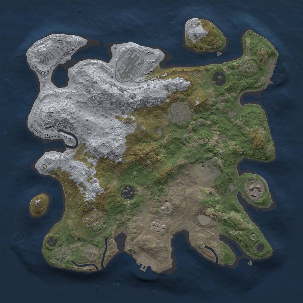 Rust Map: Procedural Map, Size: 3200, Seed: 1057231892, 15 Monuments