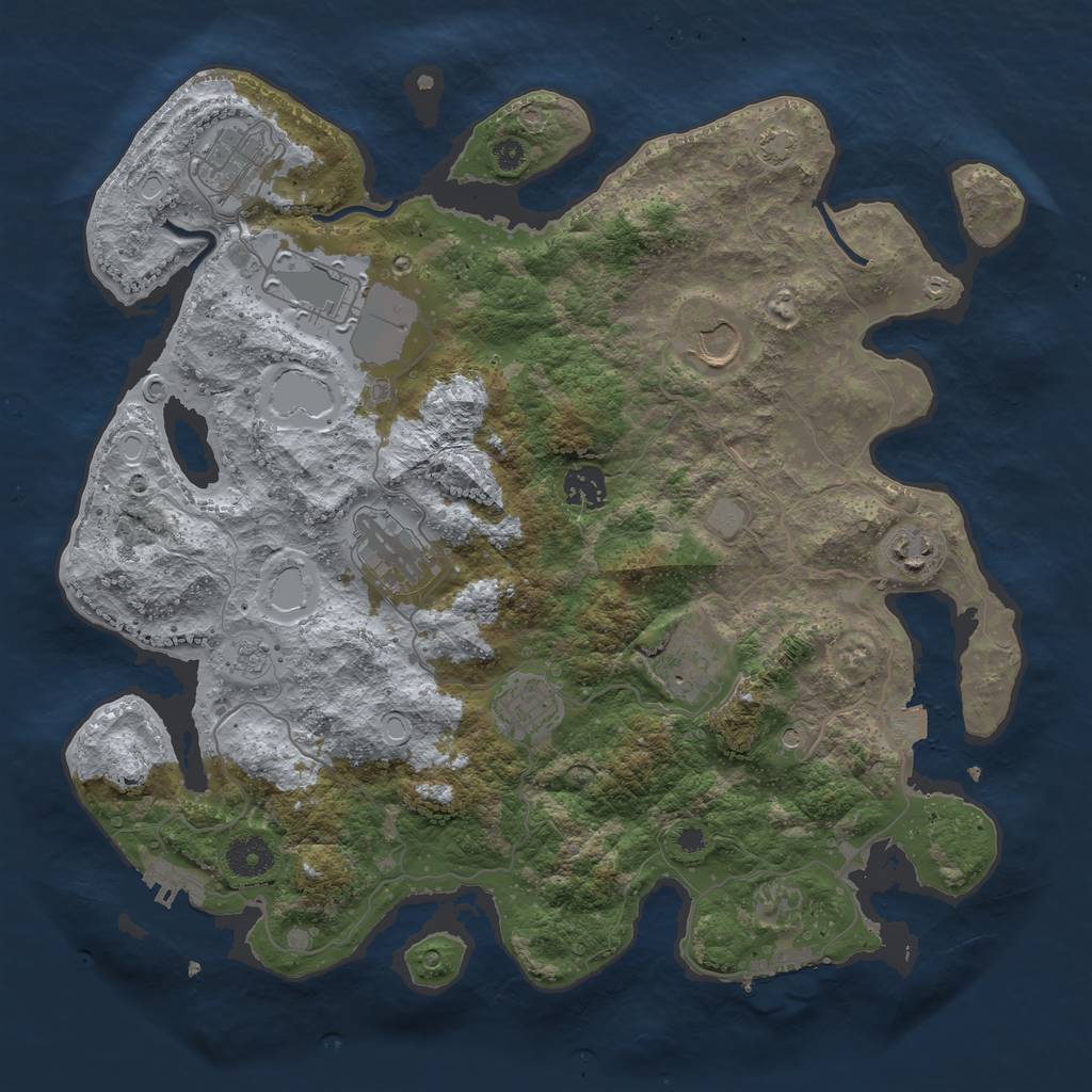 Rust Map: Procedural Map, Size: 3700, Seed: 1913084182, 16 Monuments