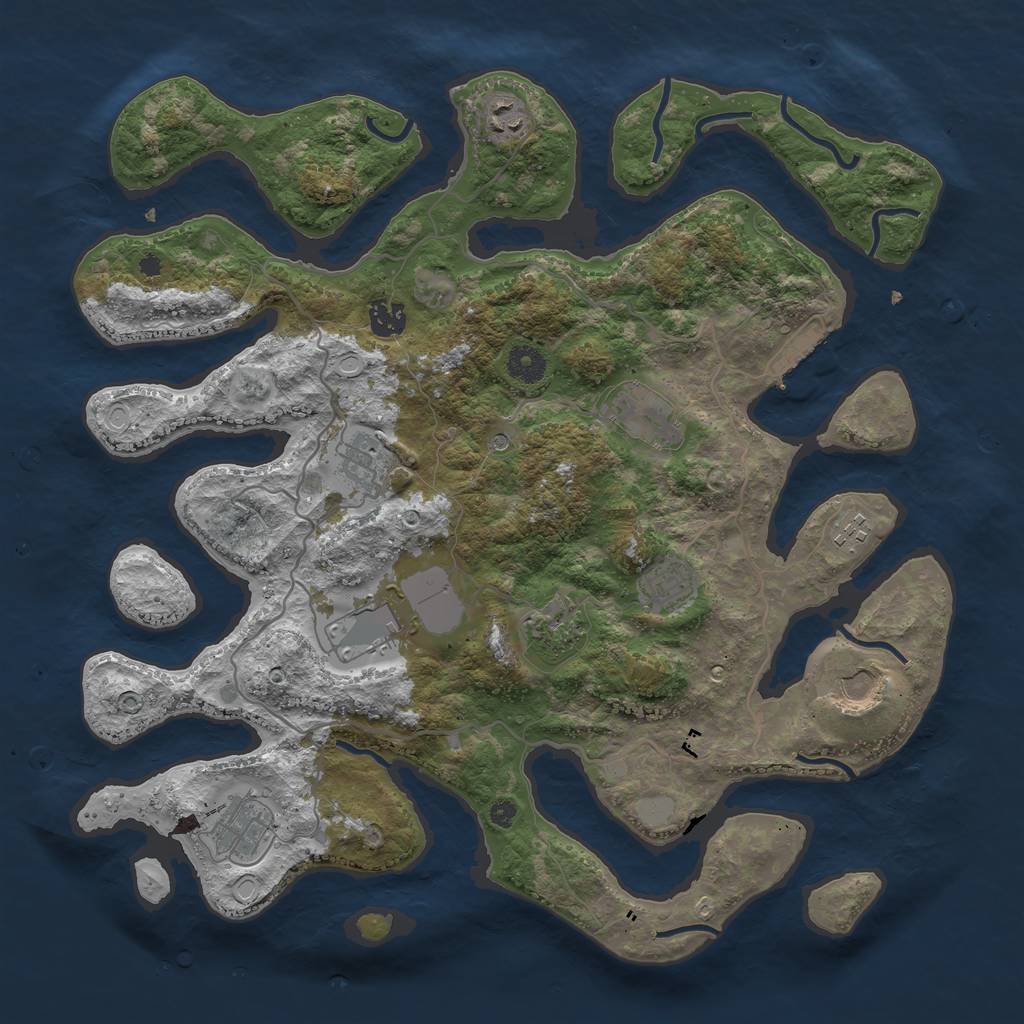 Rust Map: Procedural Map, Size: 4000, Seed: 1842634999, 17 Monuments