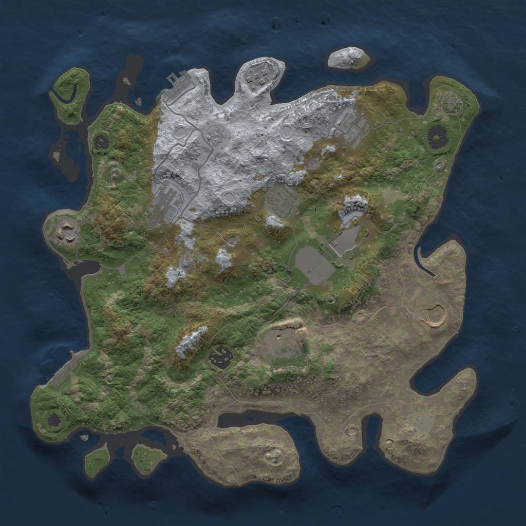 Rust Map: Procedural Map, Size: 3500, Seed: 1096240642, 17 Monuments