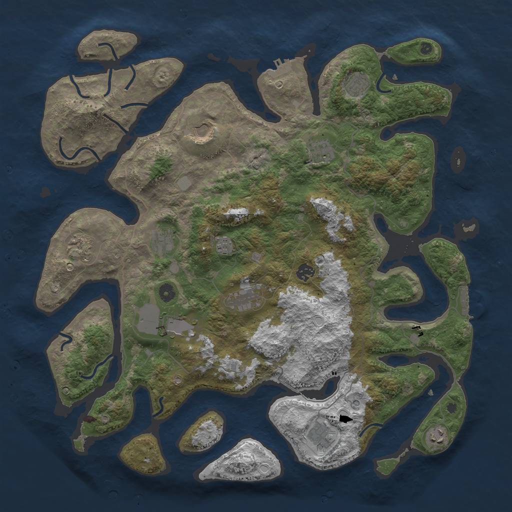 Rust Map: Procedural Map, Size: 4500, Seed: 695093994, 19 Monuments