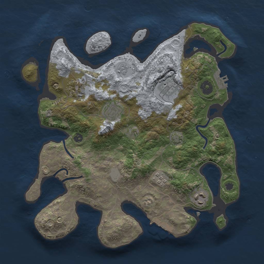 Rust Map: Procedural Map, Size: 3000, Seed: 45663363, 12 Monuments