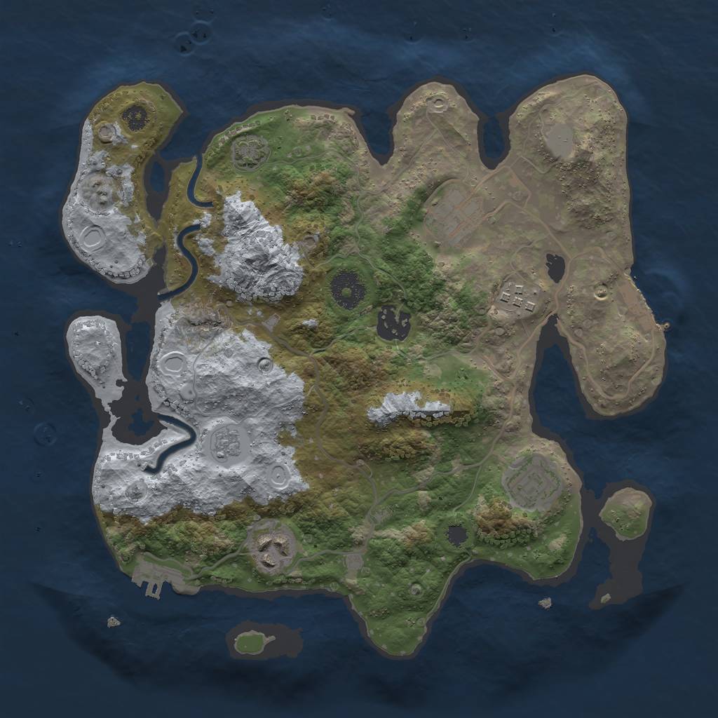 Rust Map: Procedural Map, Size: 3000, Seed: 466733, 12 Monuments