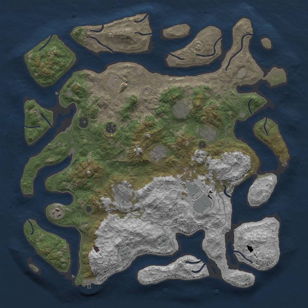 Rust Map: Procedural Map, Size: 4500, Seed: 170001, 16 Monuments