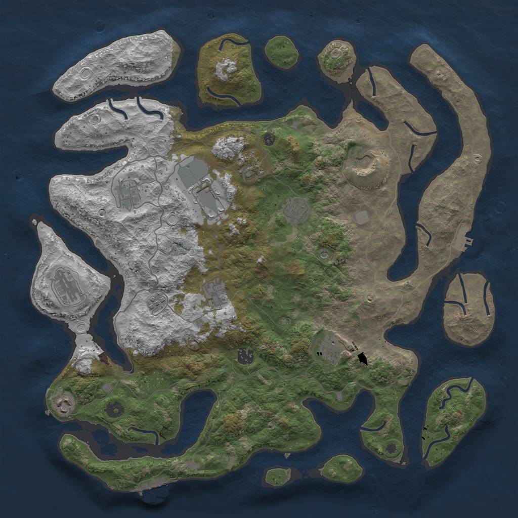 Rust Map: Procedural Map, Size: 4500, Seed: 414605628, 19 Monuments