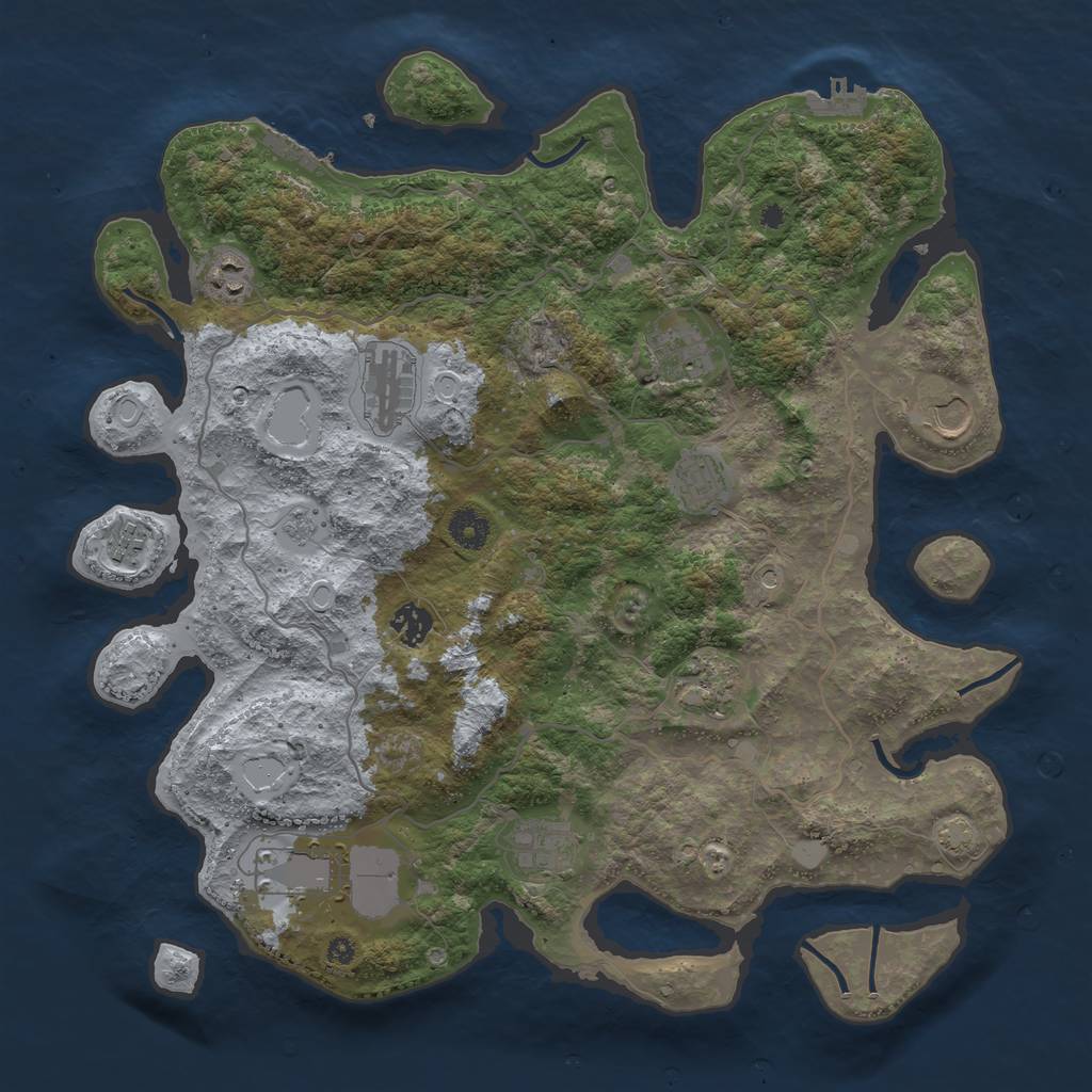 Rust Map: Procedural Map, Size: 4000, Seed: 559848773, 18 Monuments