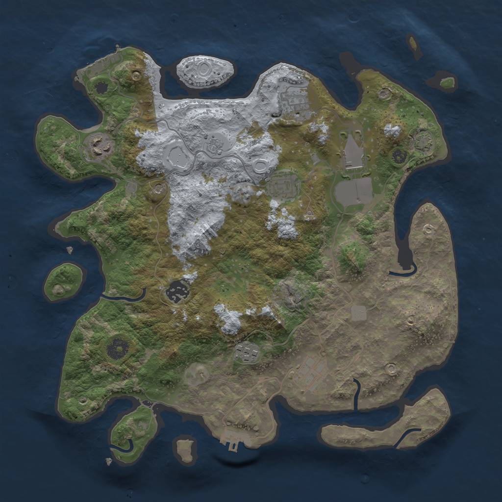 Rust Map: Procedural Map, Size: 3500, Seed: 3691, 15 Monuments