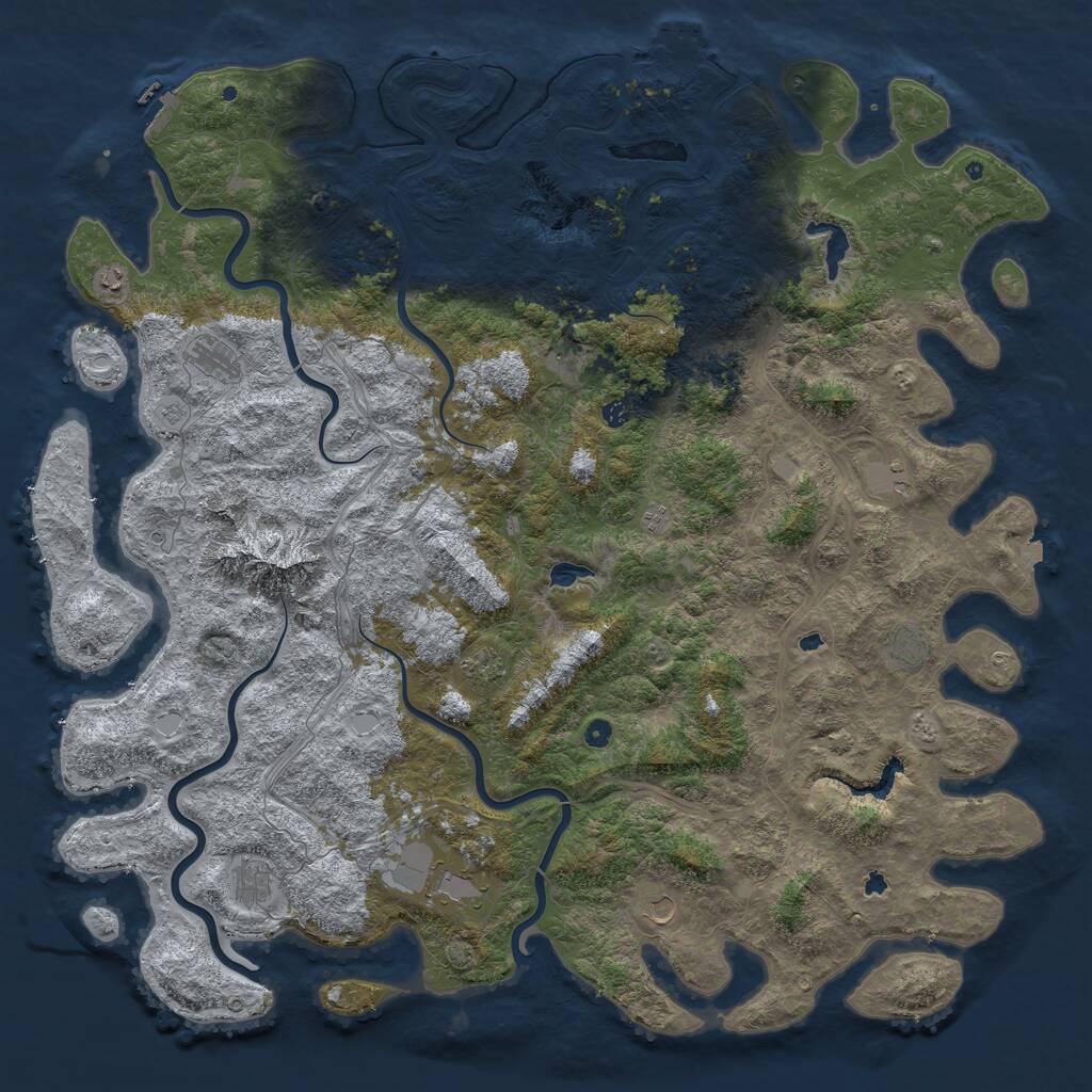 Rust Map: Procedural Map, Size: 6000, Seed: 2126, 17 Monuments