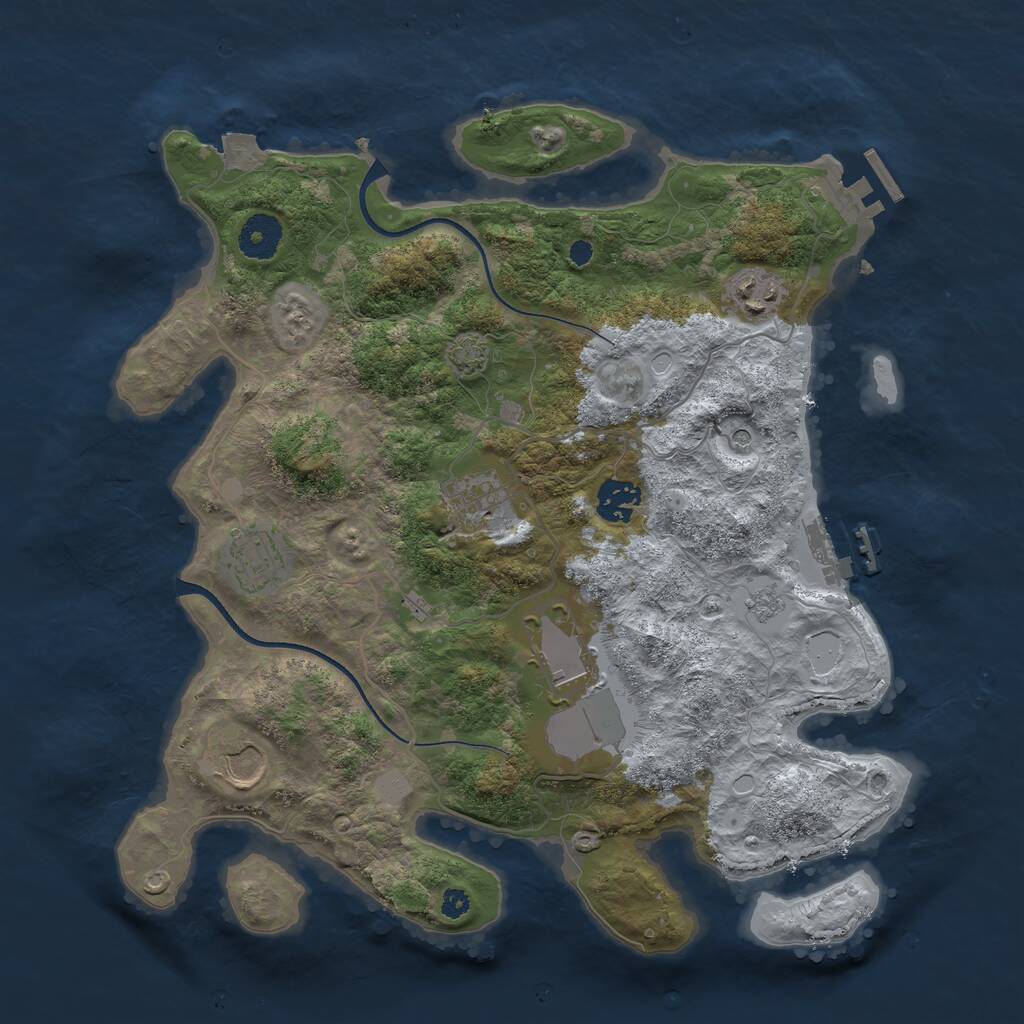 Rust Map: Procedural Map, Size: 3500, Seed: 35300, 12 Monuments