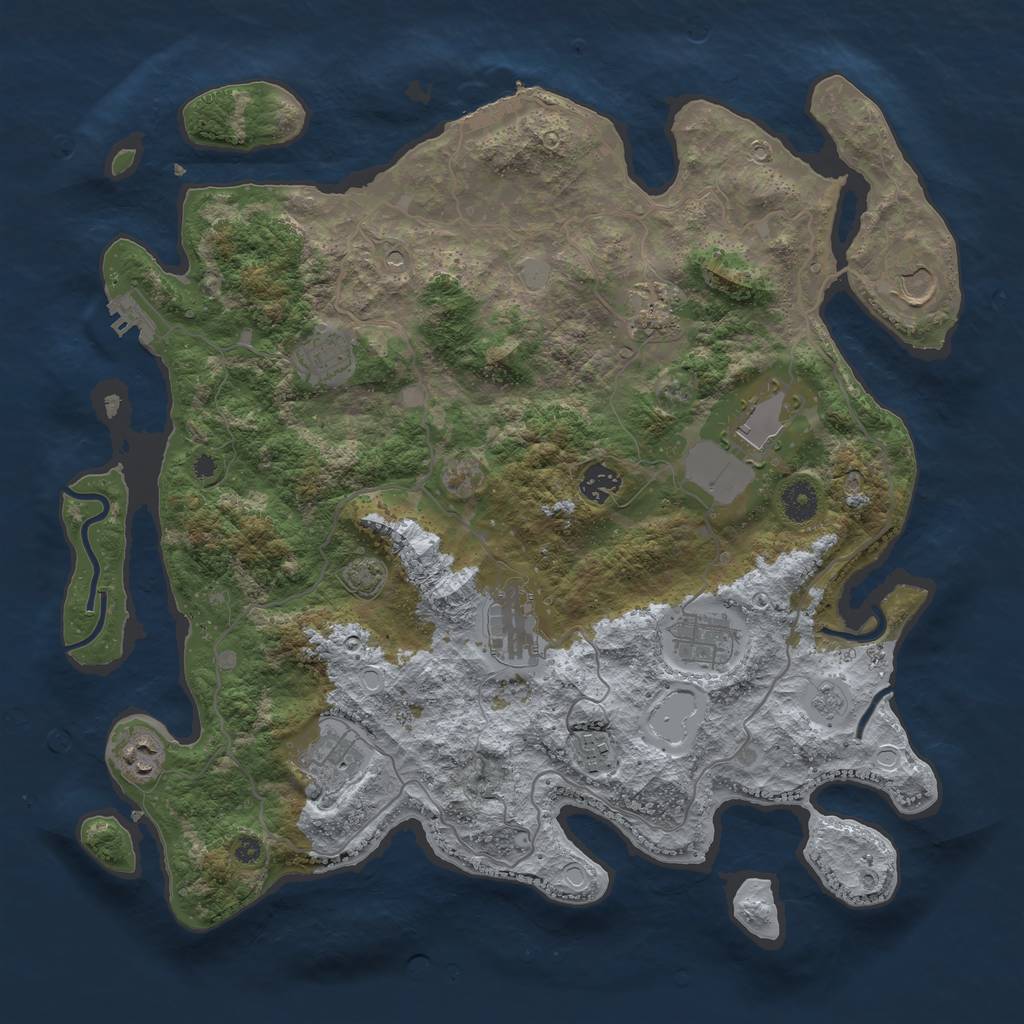 Rust Map: Procedural Map, Size: 4000, Seed: 743754375, 18 Monuments