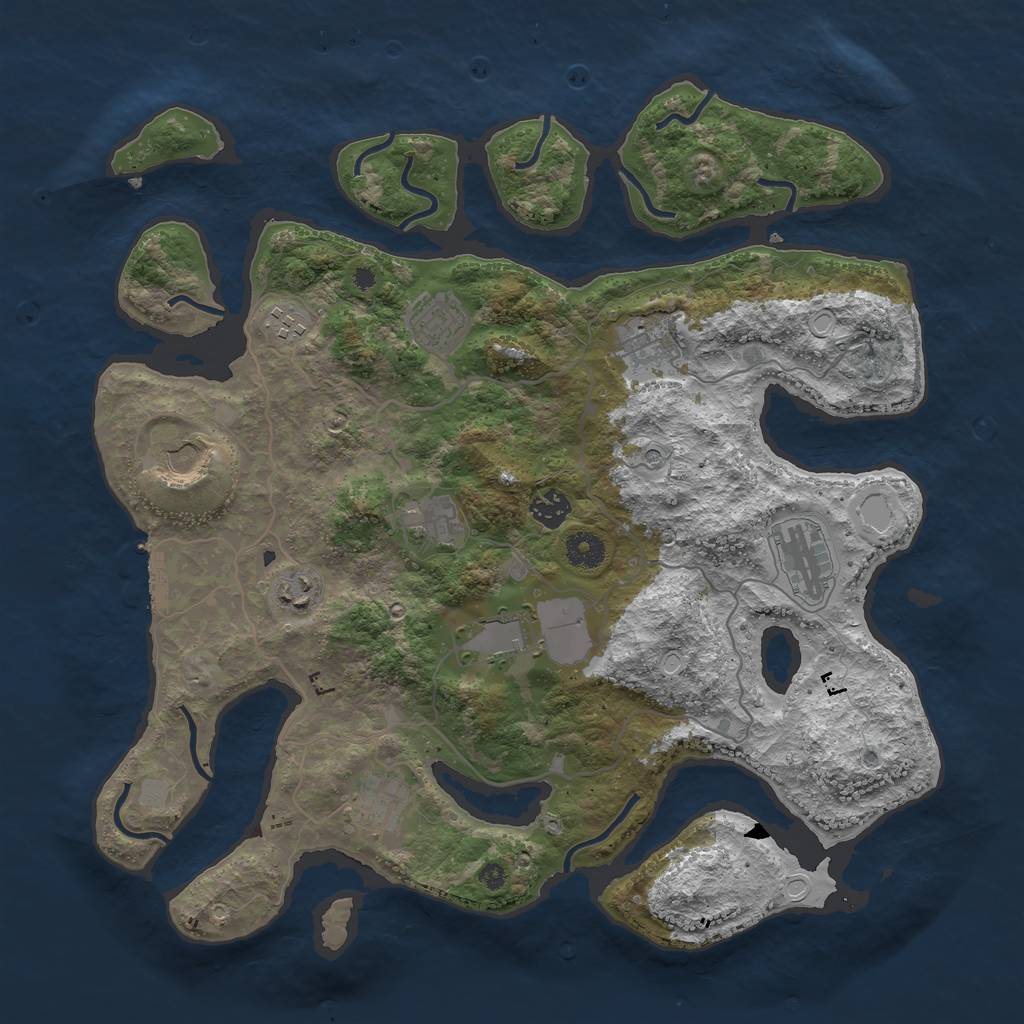 Rust Map: Procedural Map, Size: 4000, Seed: 1714823188, 17 Monuments