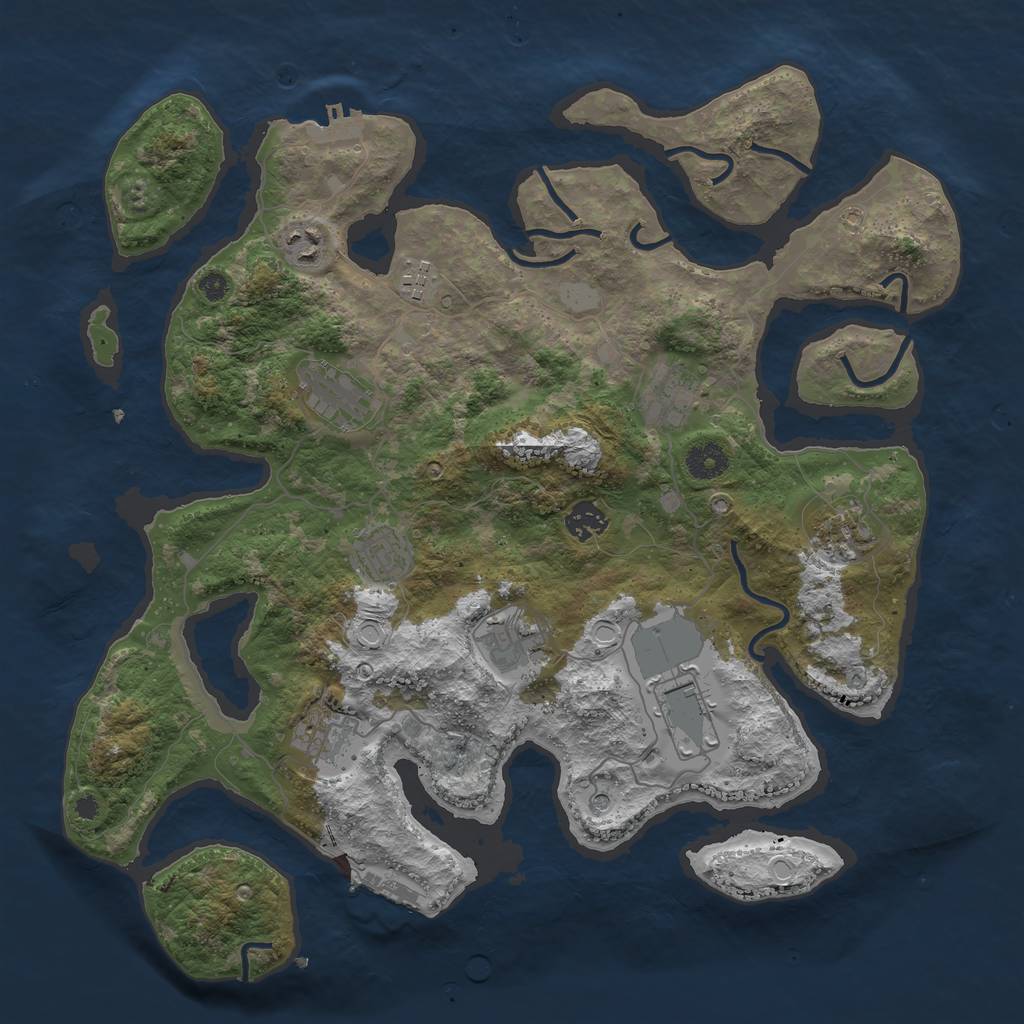 Rust Map: Procedural Map, Size: 3900, Seed: 249256068, 18 Monuments