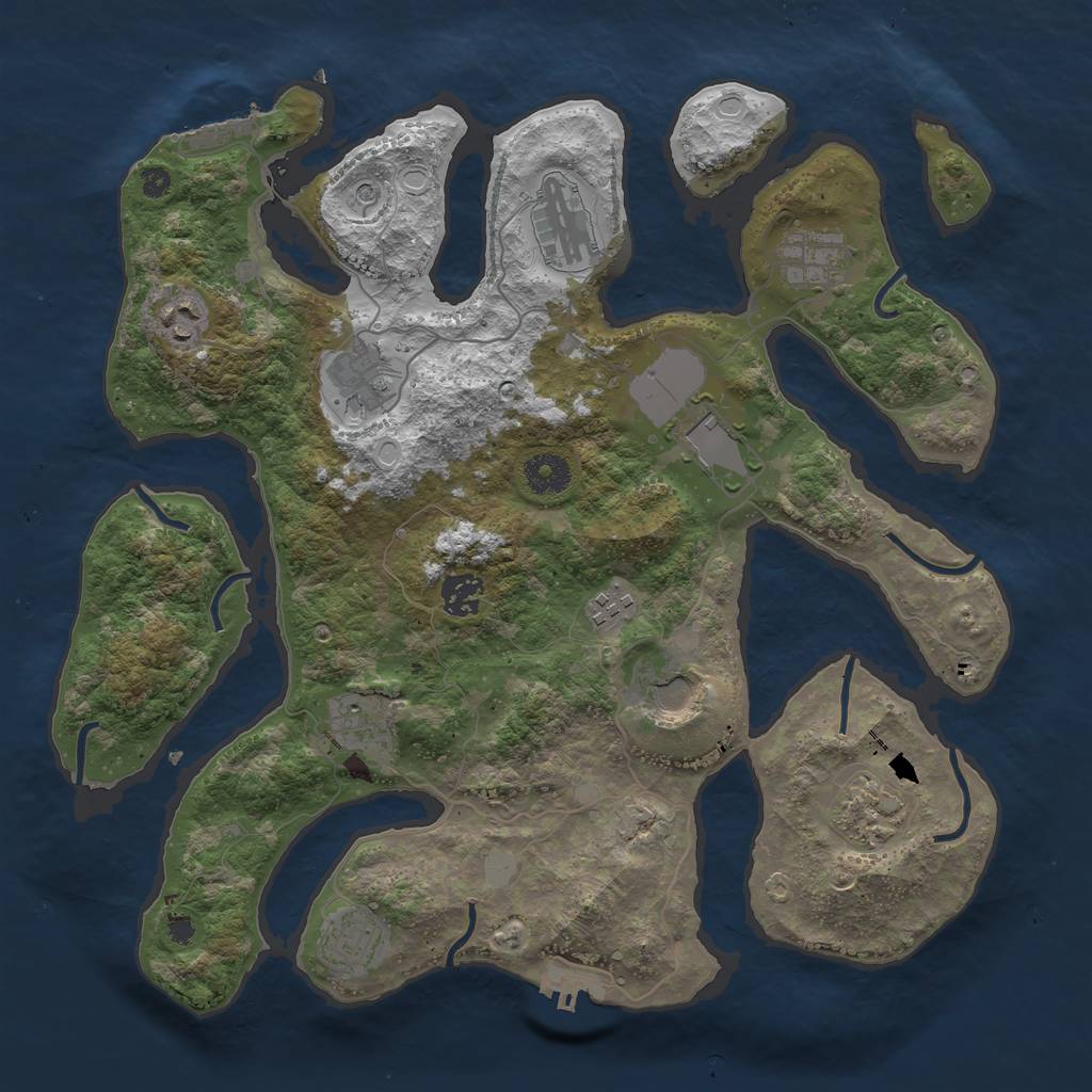 Rust Map: Procedural Map, Size: 3700, Seed: 588132738, 19 Monuments