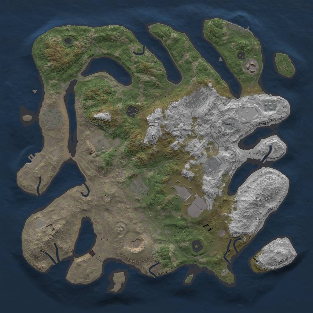 Rust Map: Procedural Map, Size: 4000, Seed: 357964564, 18 Monuments