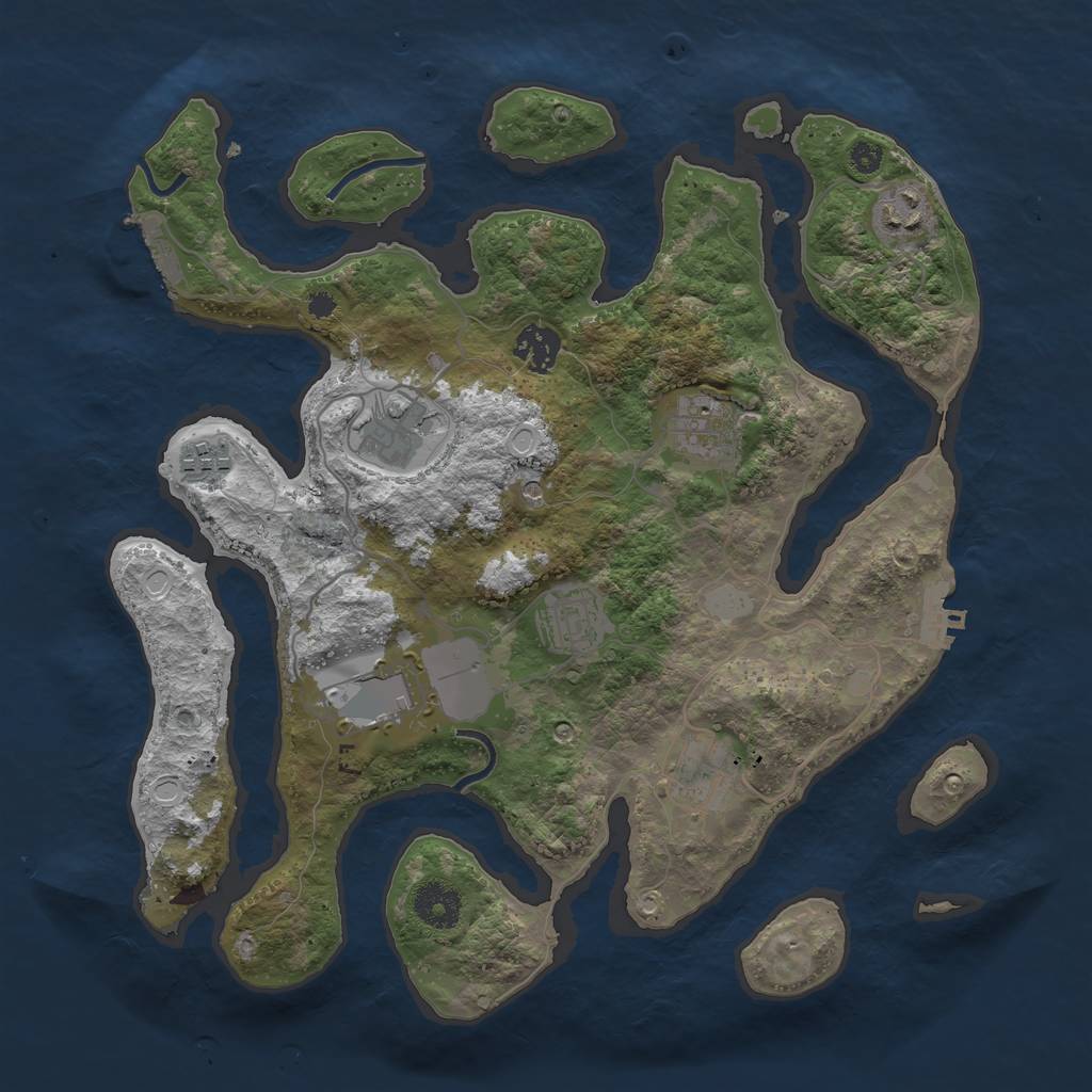 Rust Map: Procedural Map, Size: 3500, Seed: 1734, 16 Monuments