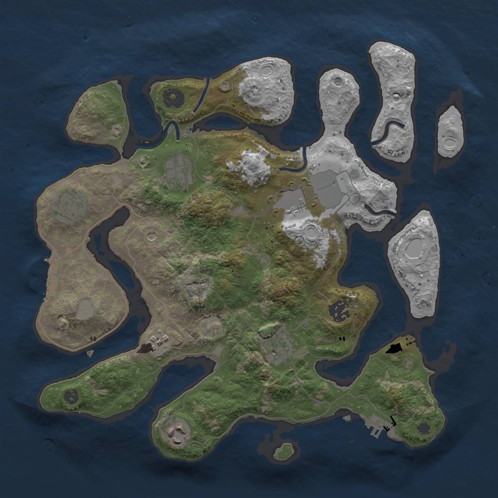 Rust Map: Procedural Map, Size: 3500, Seed: 25693, 15 Monuments