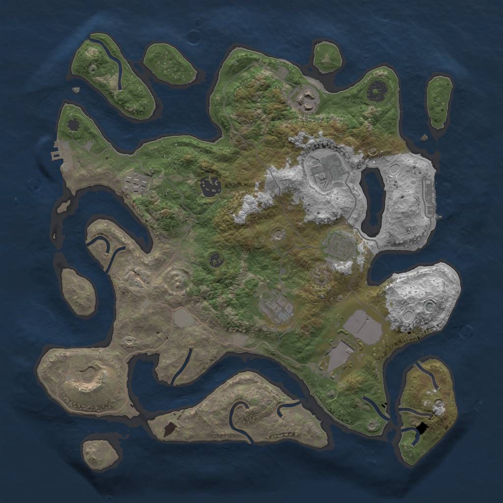 Rust Map: Procedural Map, Size: 3550, Seed: 858048, 16 Monuments