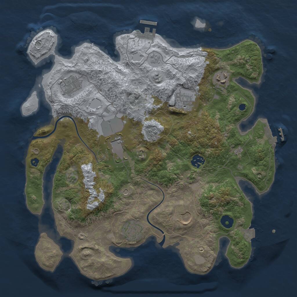 Rust Map: Procedural Map, Size: 3500, Seed: 199669, 14 Monuments