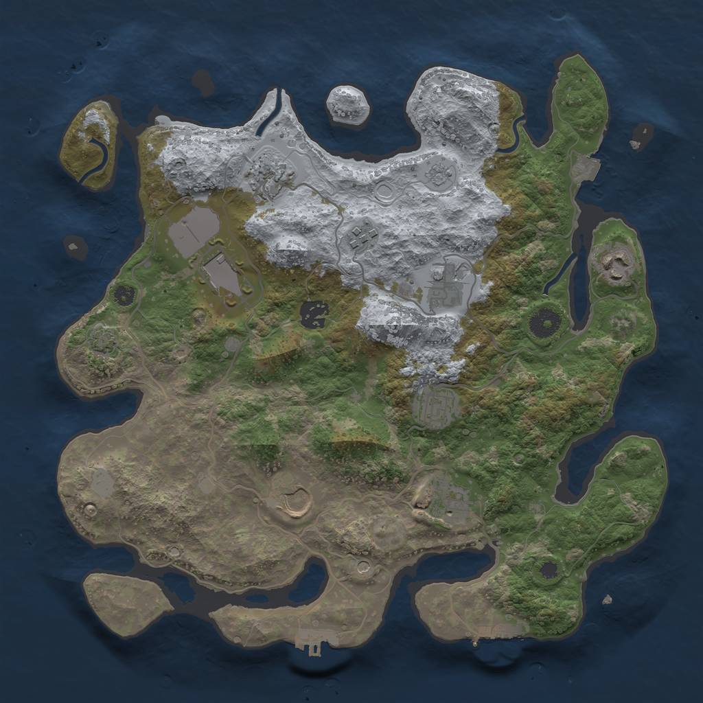 Rust Map: Procedural Map, Size: 3550, Seed: 583796, 17 Monuments