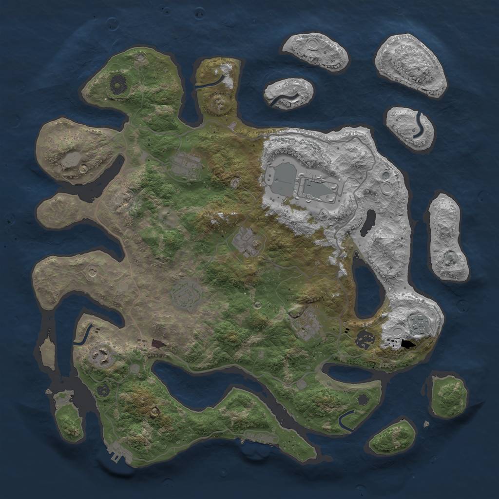 Rust Map: Procedural Map, Size: 4000, Seed: 2147647, 16 Monuments