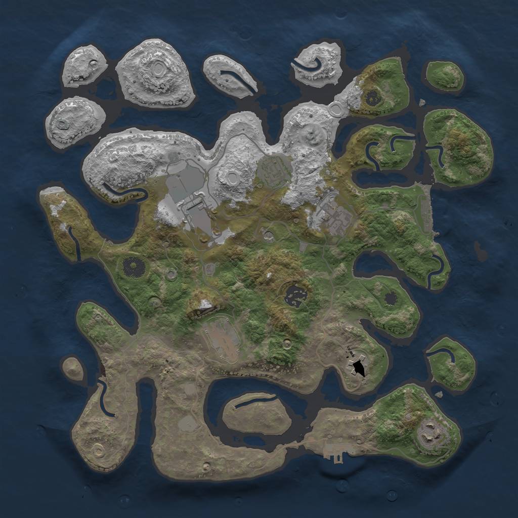 Rust Map: Procedural Map, Size: 3550, Seed: 396599, 15 Monuments
