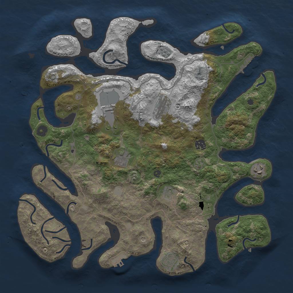 Rust Map: Procedural Map, Size: 4000, Seed: 625613655, 16 Monuments