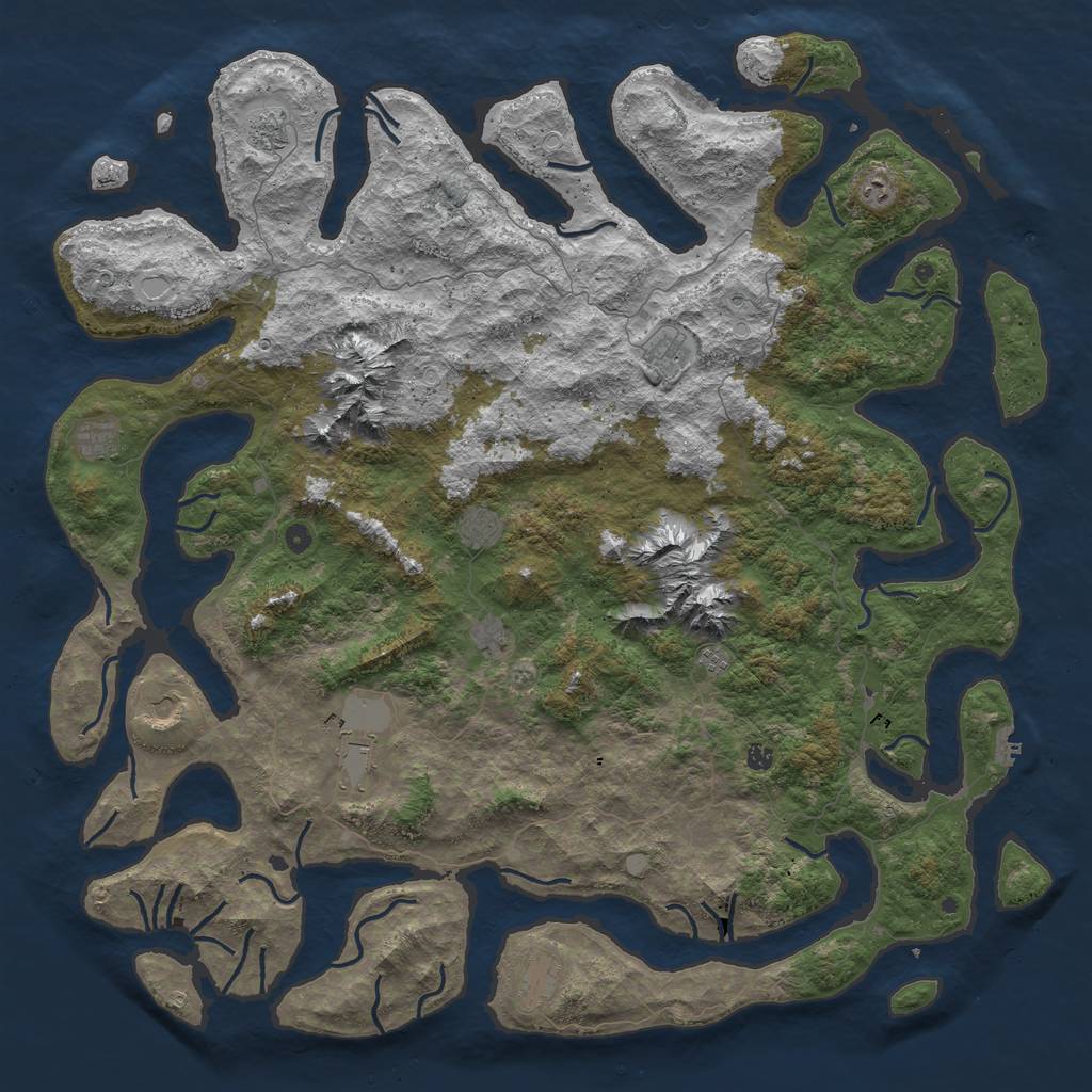 Rust Map: Procedural Map, Size: 6000, Seed: 7288, 19 Monuments