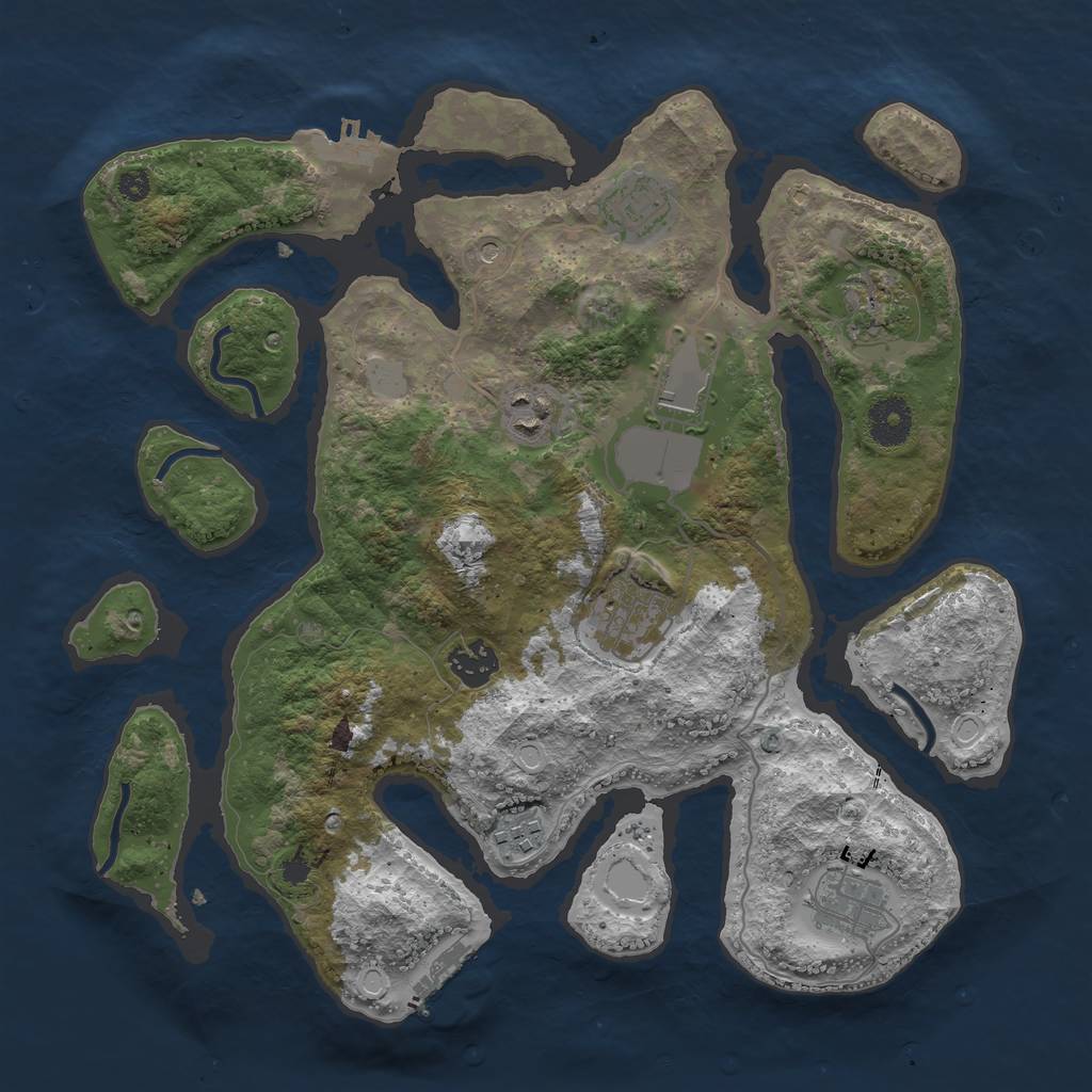 Rust Map: Procedural Map, Size: 3500, Seed: 1849174, 16 Monuments