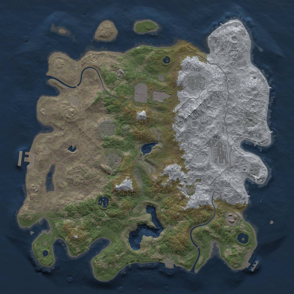 Rust Map: Procedural Map, Size: 4000, Seed: 223051100, 14 Monuments