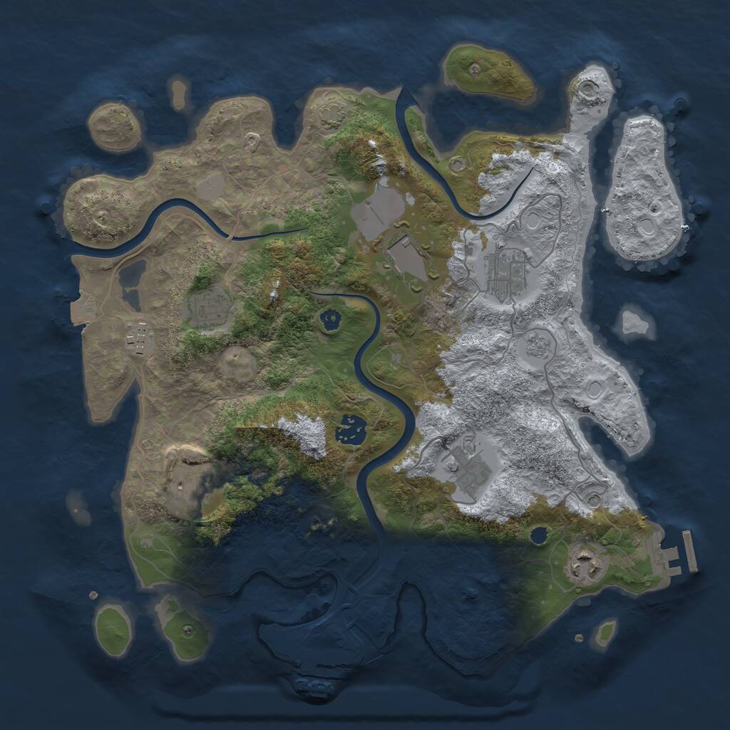 Rust Map: Procedural Map, Size: 3500, Seed: 357646975, 14 Monuments