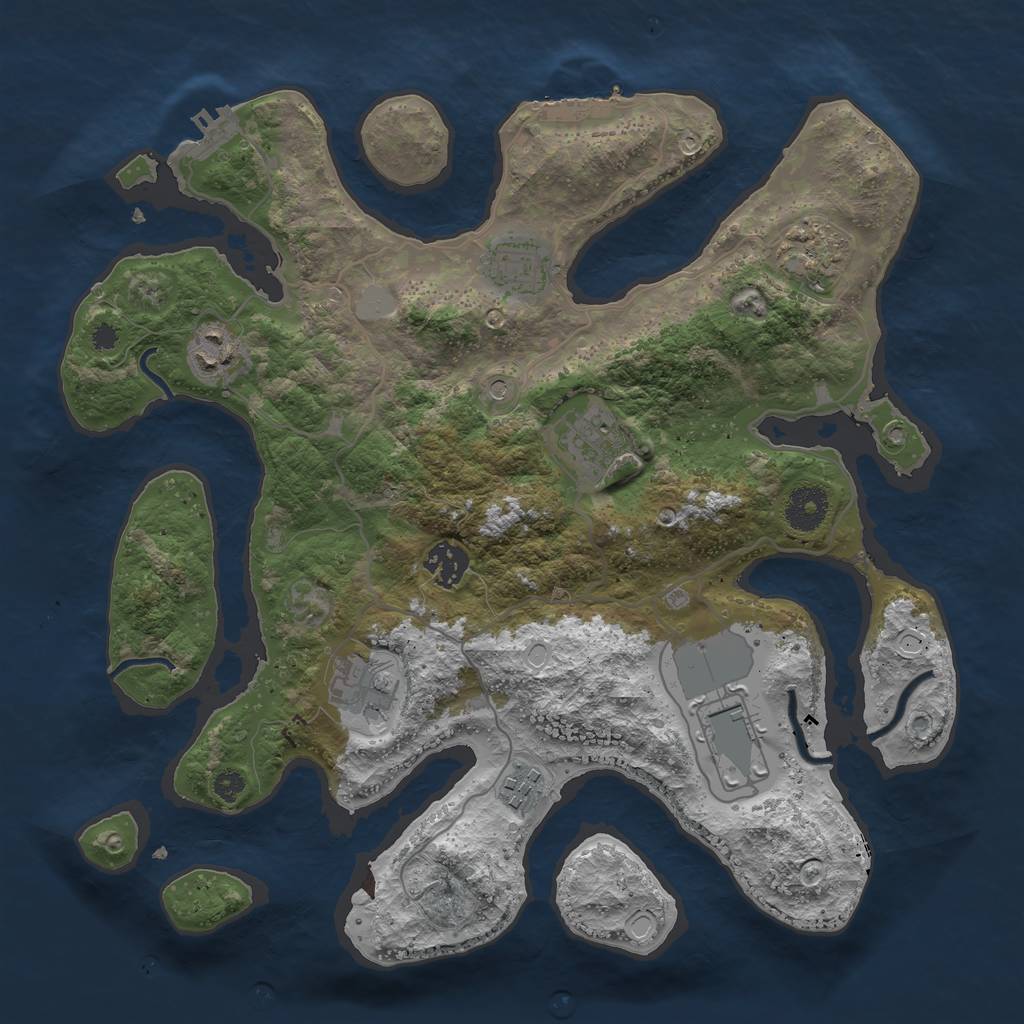 Rust Map: Procedural Map, Size: 3500, Seed: 54872, 16 Monuments