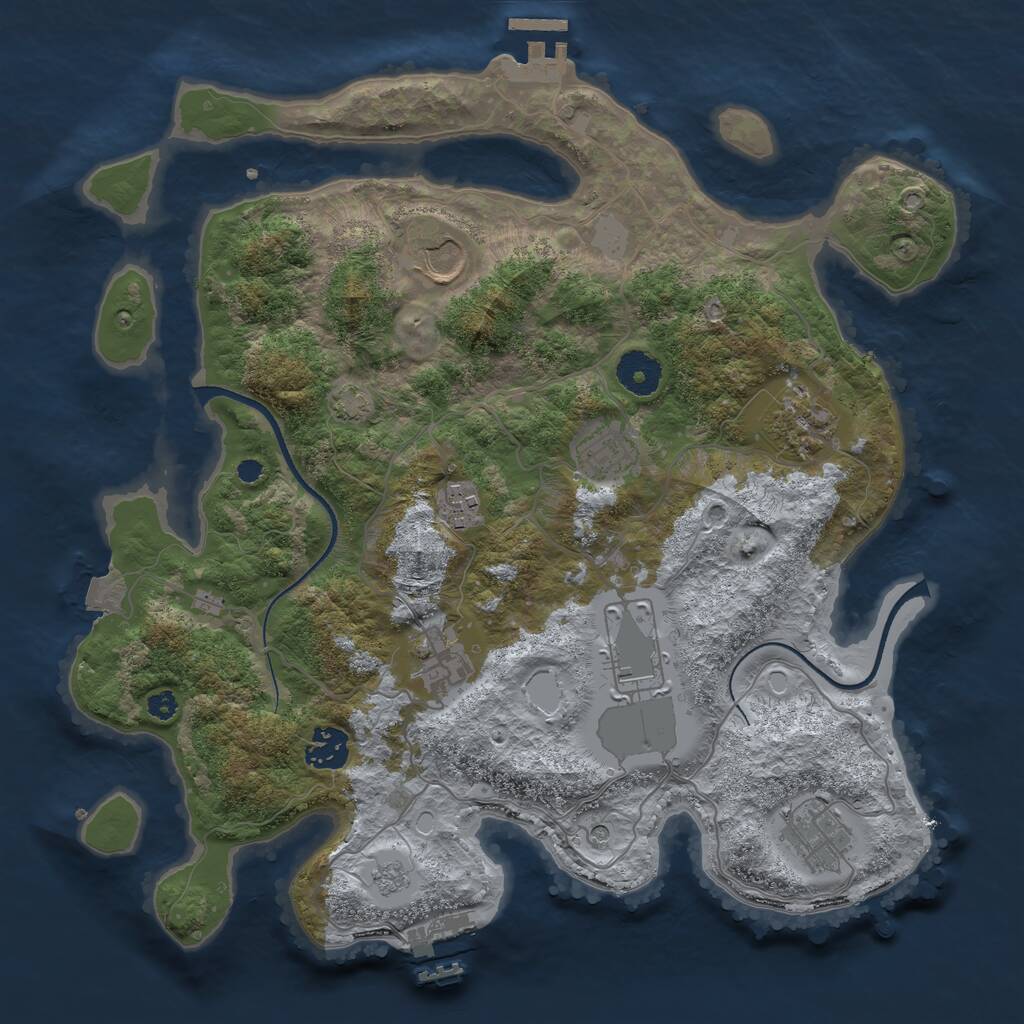 Rust Map: Procedural Map, Size: 3500, Seed: 1169011979, 14 Monuments