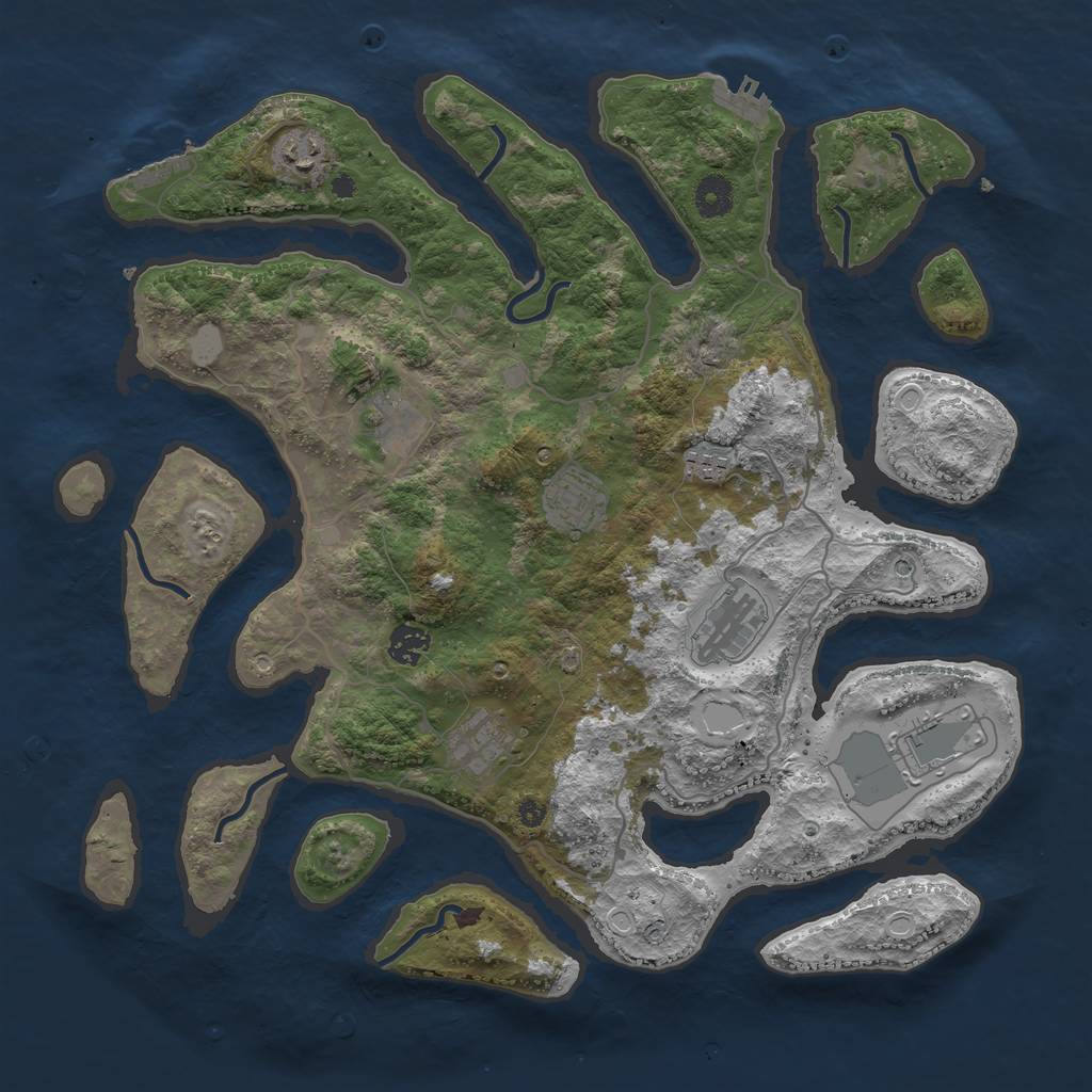 Rust Map: Procedural Map, Size: 4000, Seed: 1099864585, 16 Monuments